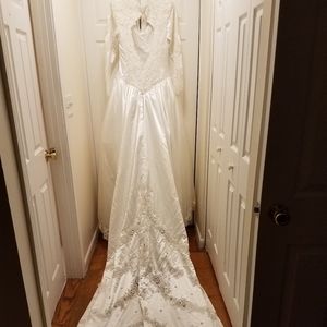 White Satin lace Wedding dress